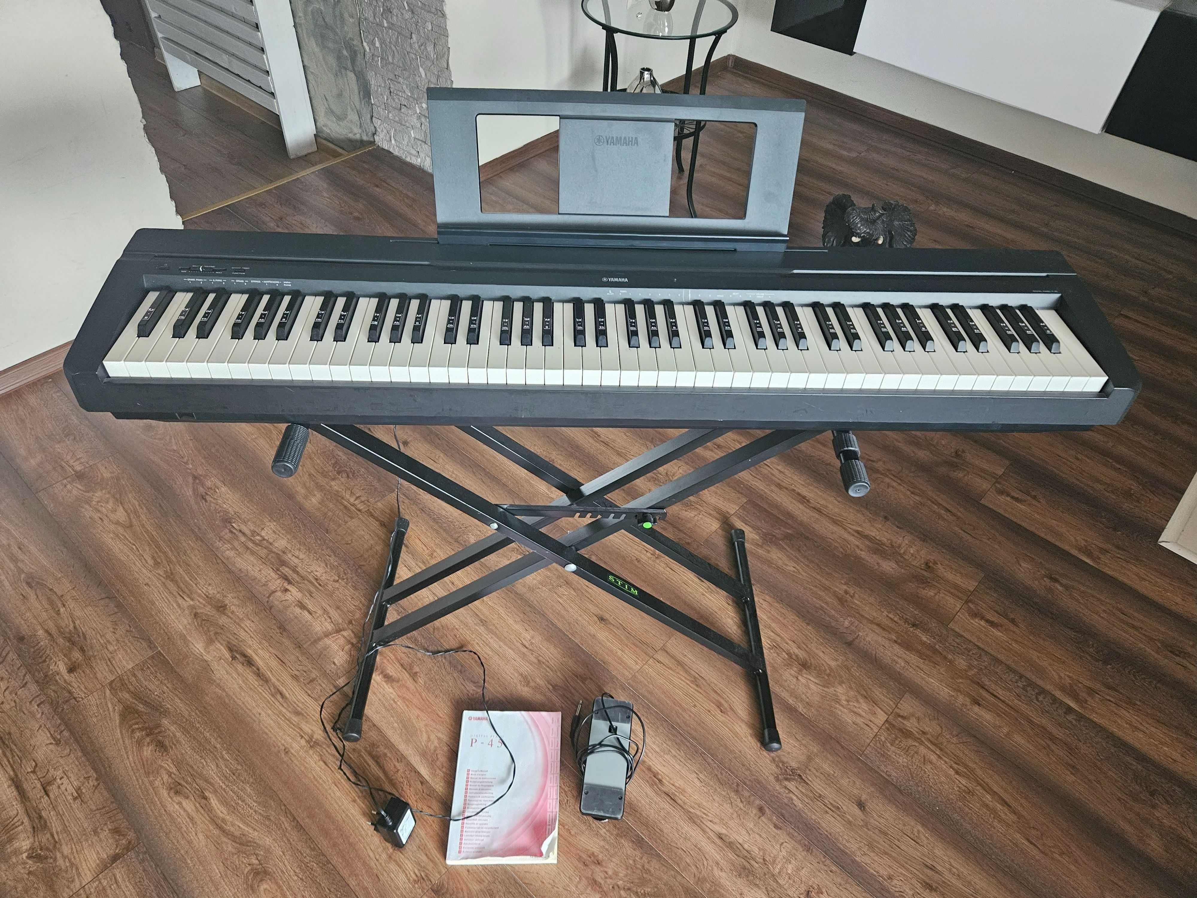 Pianino cyfrowe Yamaha P-45 pełna ważona klawiatura + Stojak