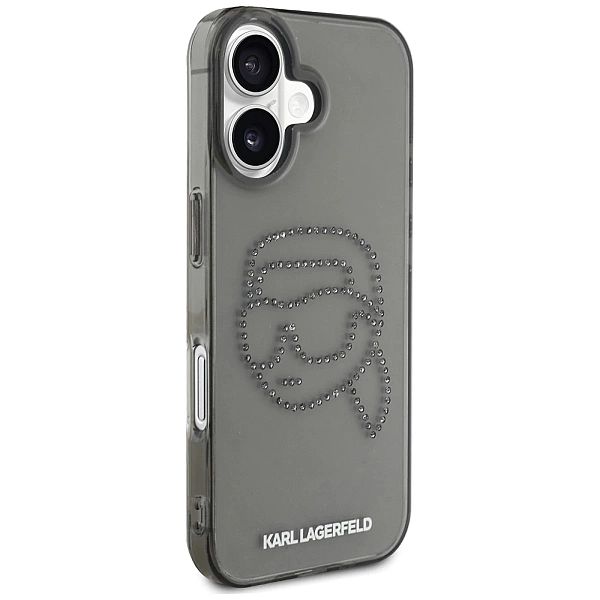 Etui Karl Lagerfeld IML Rhinestones Karl Head do iPhone 16 czarny