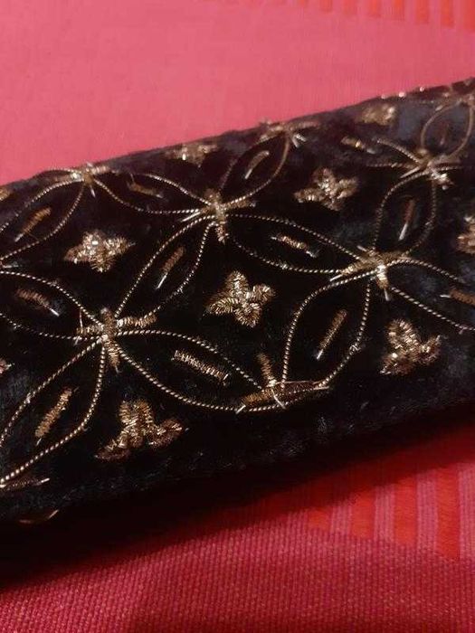 Бархатный черный клатч сумочка вышивка зардози индия винтаж