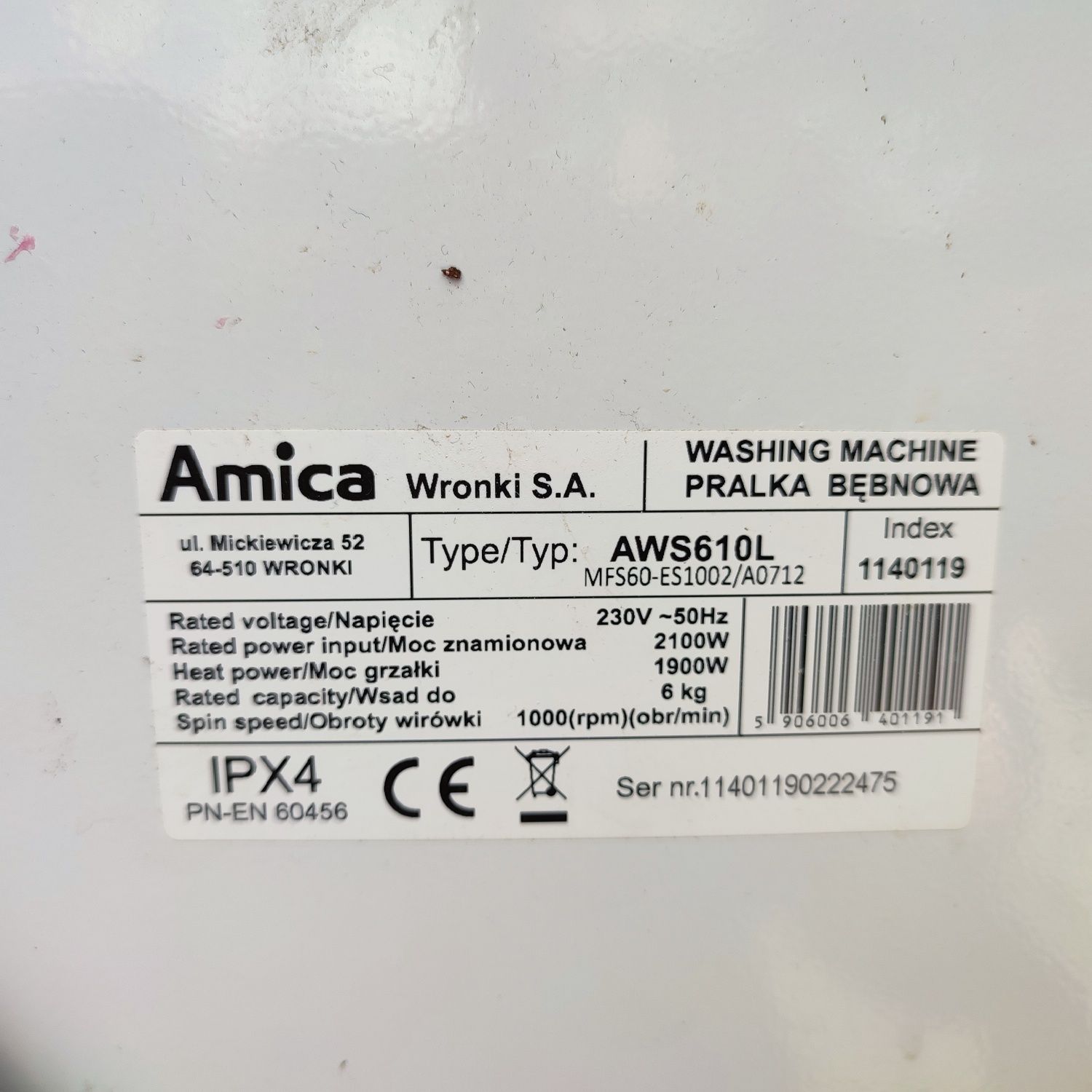 Pralka Amica AWS610L