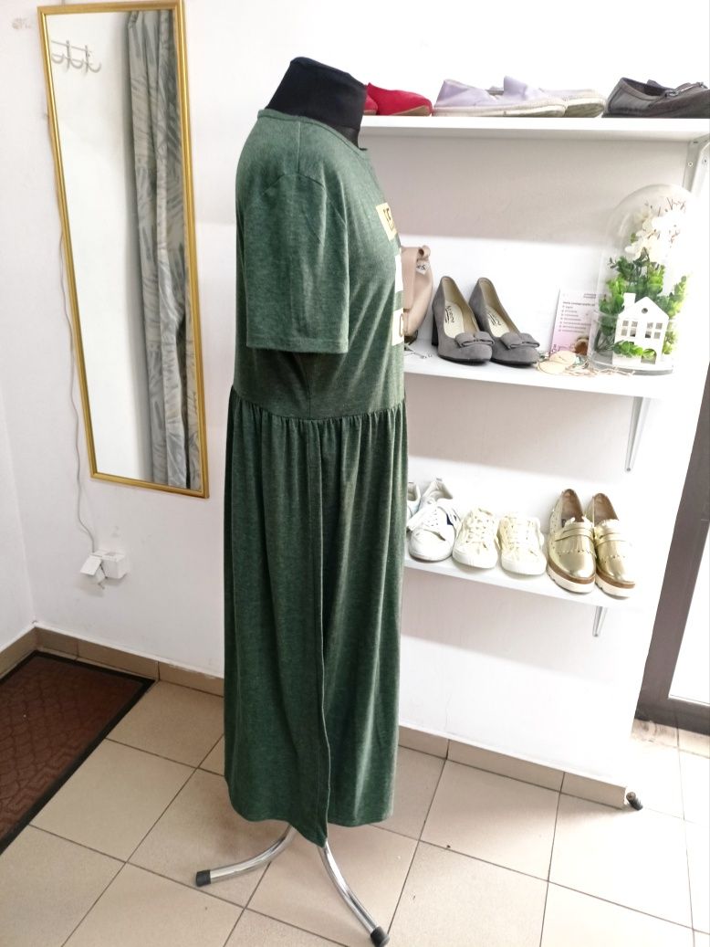 Shein długa sukienka butelkowa zieleń 42