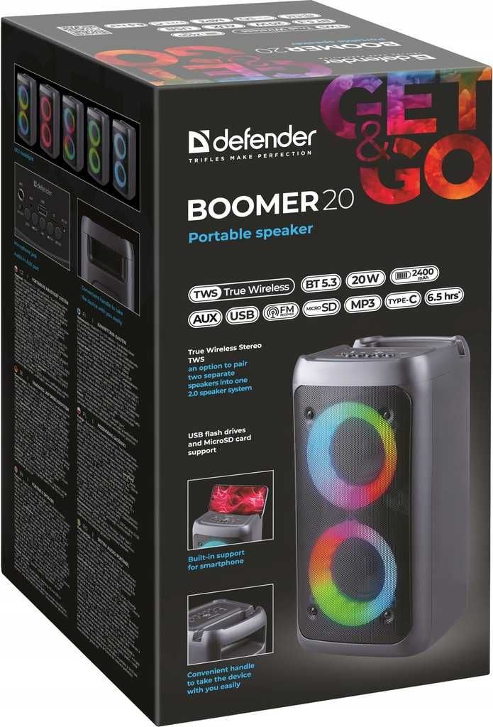 NOWY Głośnik Bluetooth Boombox Mobilny USB LED Bezprzewodowy Przenośny