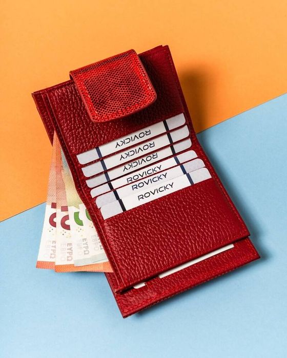 stylowy, skórzany portfel damski na zatrzask i bigiel - lorenti