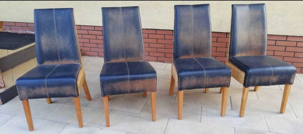 krzesła skórzane rattanowe krzesło komplet wypoczynek meble stół