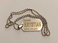 Naszyjnik nieśmiertelnik DOG-TAG - stal nierdzewna 316L - KRYSTIAN