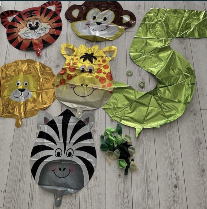 Zestaw balonów urodzinowych safari dżungla cyfra 5