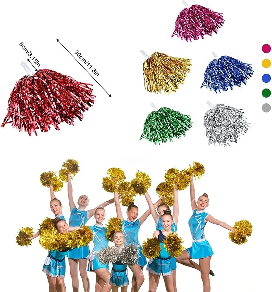 Pompony cheerleaderki kolorowe 12szt zestaw B733