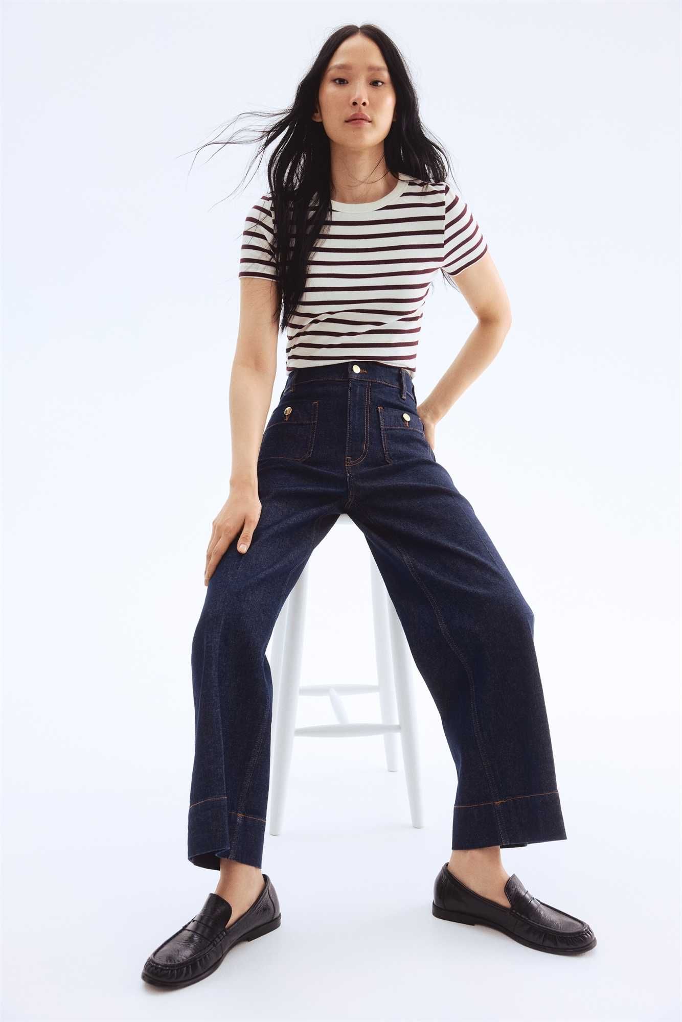 Spodnie dżinsowe 36 nowa kol Wide High Ankle Jeans niebieskie PROMOCJA