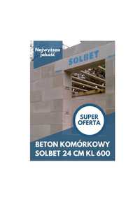 Bloczek gazobeton pustak Solbet 24 kl 500 600 beton komórkowy