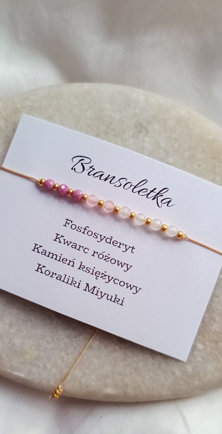 Delikatna bransoletka kamienie naturalne fosfosyderyt kwarc k księżyco