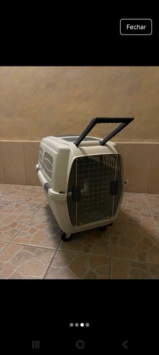 Caixa para transportar cães, com rodas removíveis