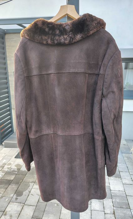 Duży kożuch męski - naturalna skóra barania - PRL