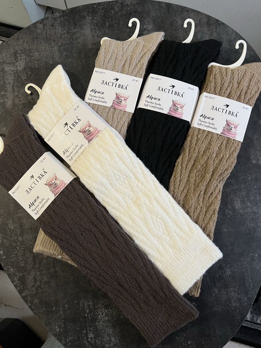 Теплі гольфи з вовни альпаки довжина до колін