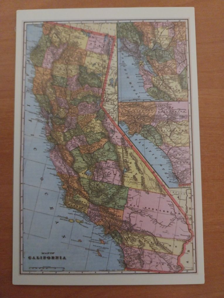 Retro widokówka "Stara mapa Californii"