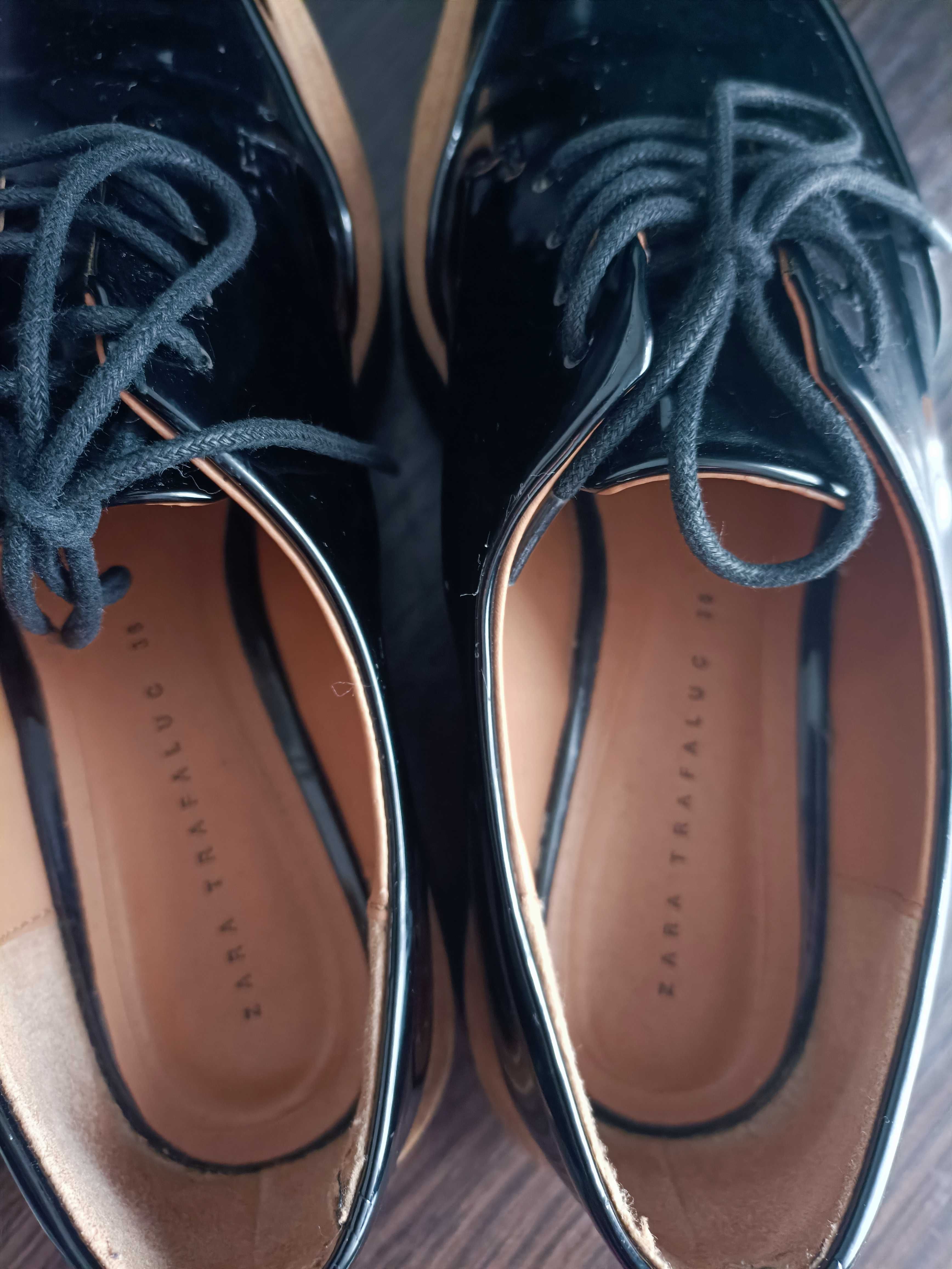Туфлі туфли лаковые  на платформе лоферы zara оксфорды