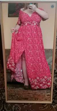 Piękna sukienka kopertowa malinowa
