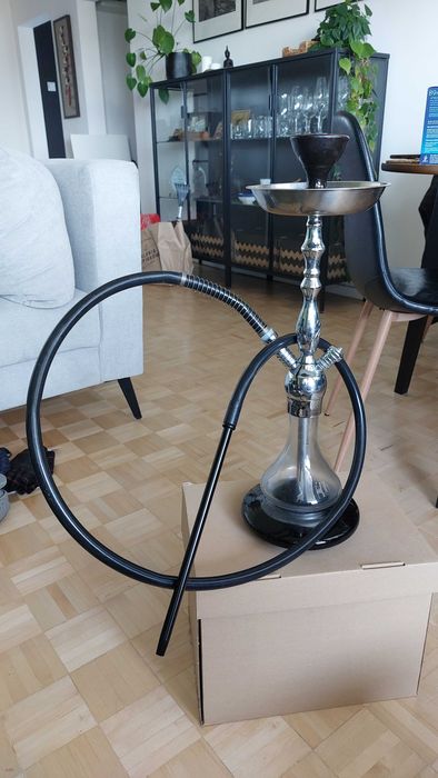 Shisha 55 cm czarno-przezroczysta  + gratisy - (szisza / fajka wodna]