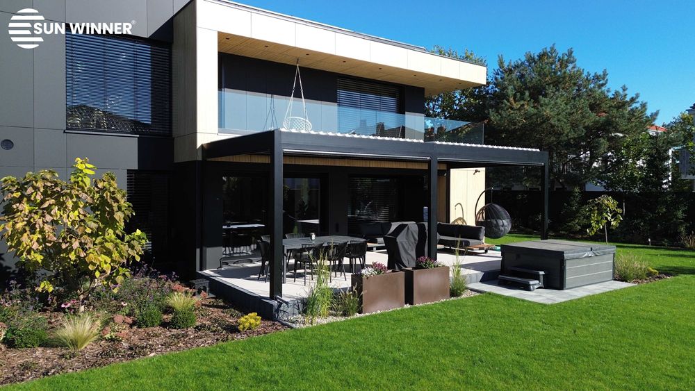 Pergola tarasowa lamelowa