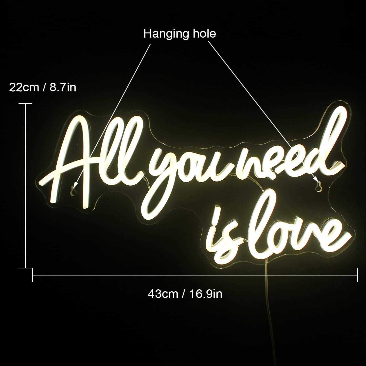 Letreiro Luminoso Néon LED em Acrílico " All You Need Is Love "