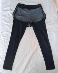 Szare czarne legginsy z szortami elastyczne rozciągliwe