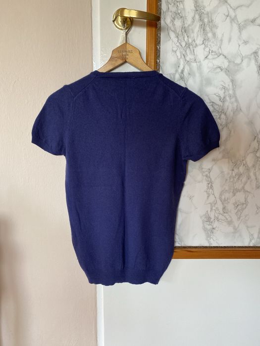 Kaszmir wełna z krótkim rękawem s sweter granatowy damski Benetton