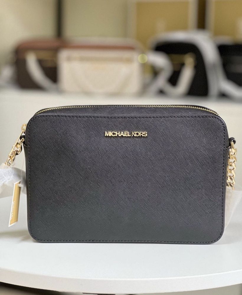 Шкіряна сумка через плече Michael Kors Jet Set оригінал чорна