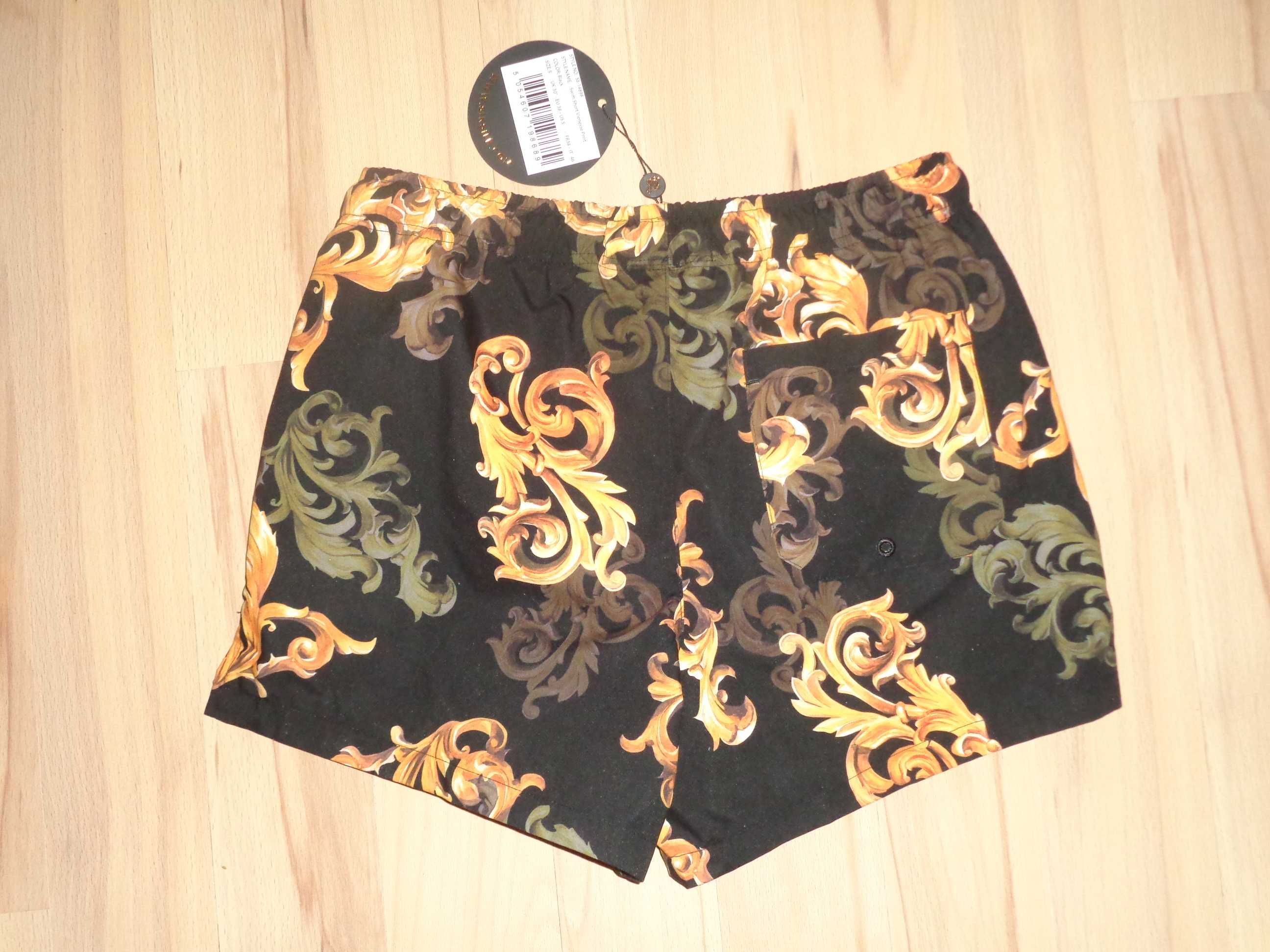 SIKSILK krótkie spodenki kąpielowe kąpielówki barokowy wzór versace  S
