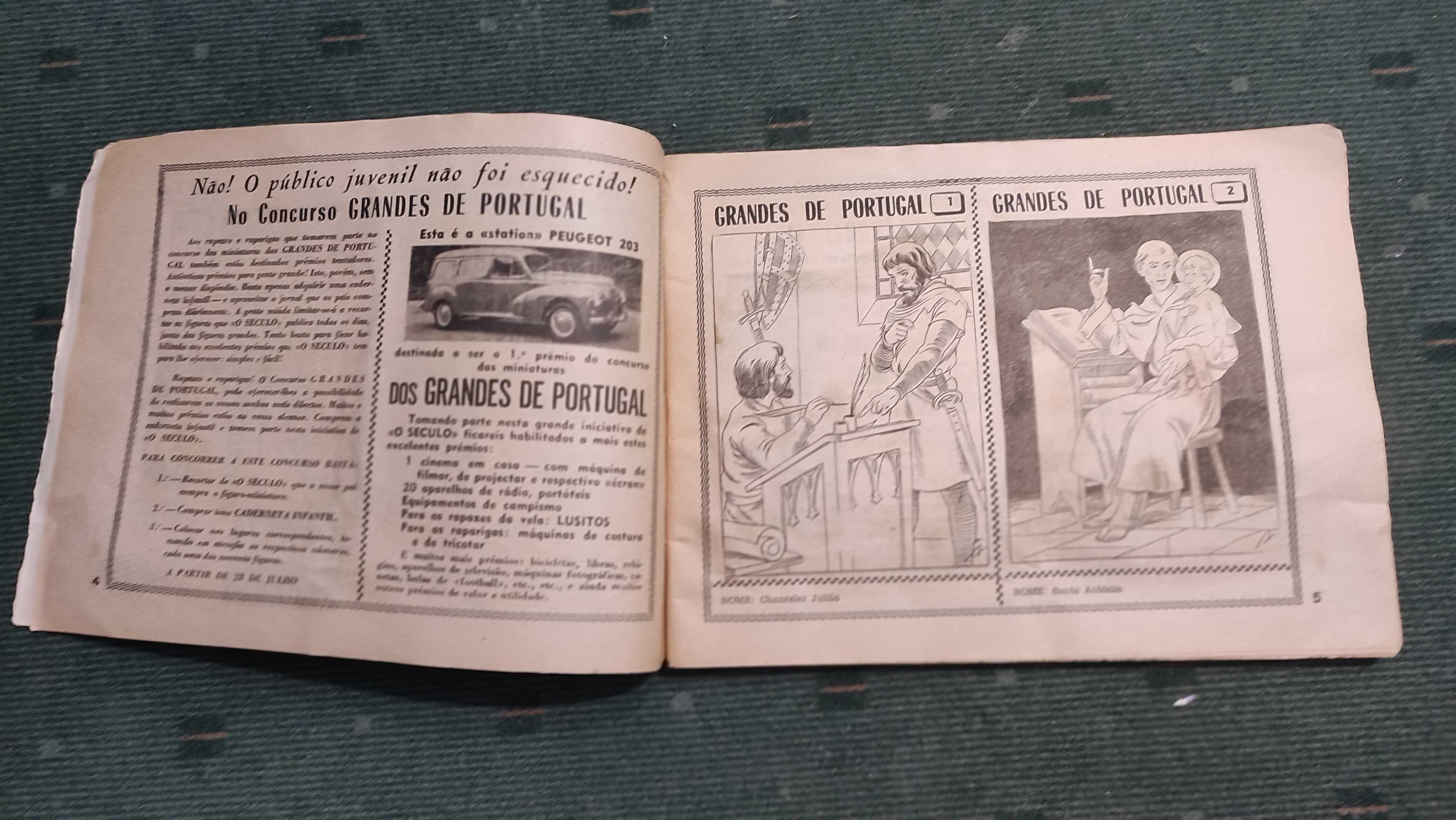 Caderneta Concurso Grandes de Portugal Jornal O Século