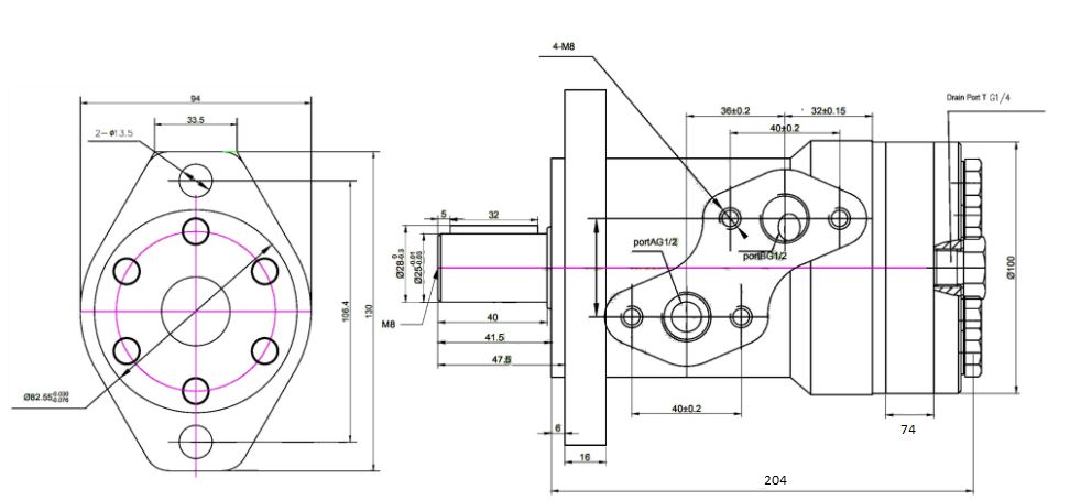 silnik hydrauliczny do wiertnicy/mieszalnika betonu wzmocniony