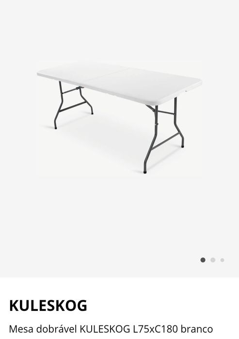 Mesa dobrável Jysk KULESKOG L75xC180 branco