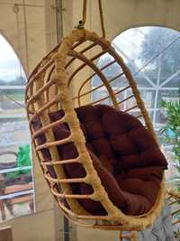 Fotel wiszący wiklinowy siedzisko kokon + poducha i zagłówek