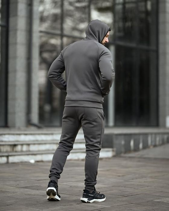 Флісова підкладка утеплений зимовий чоловічий спортивний костюм сірий