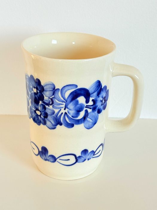 Duży kubek Fajans Włocławek kobalt kobaltowy niebieski retro vintage