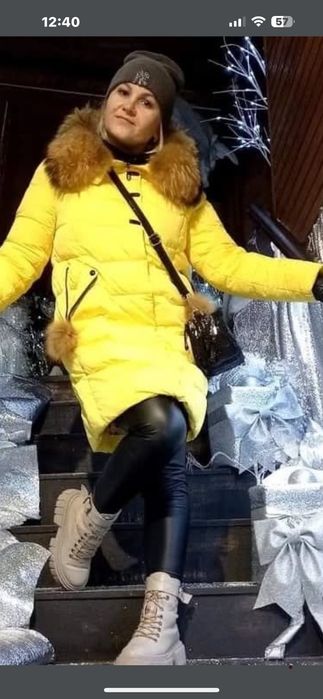 Пуховик куртка  натуральне хутро єнот