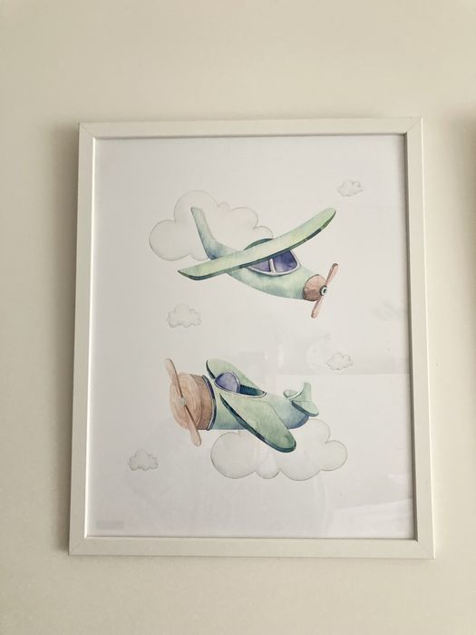 Conjunto de 3 quadros aguarela