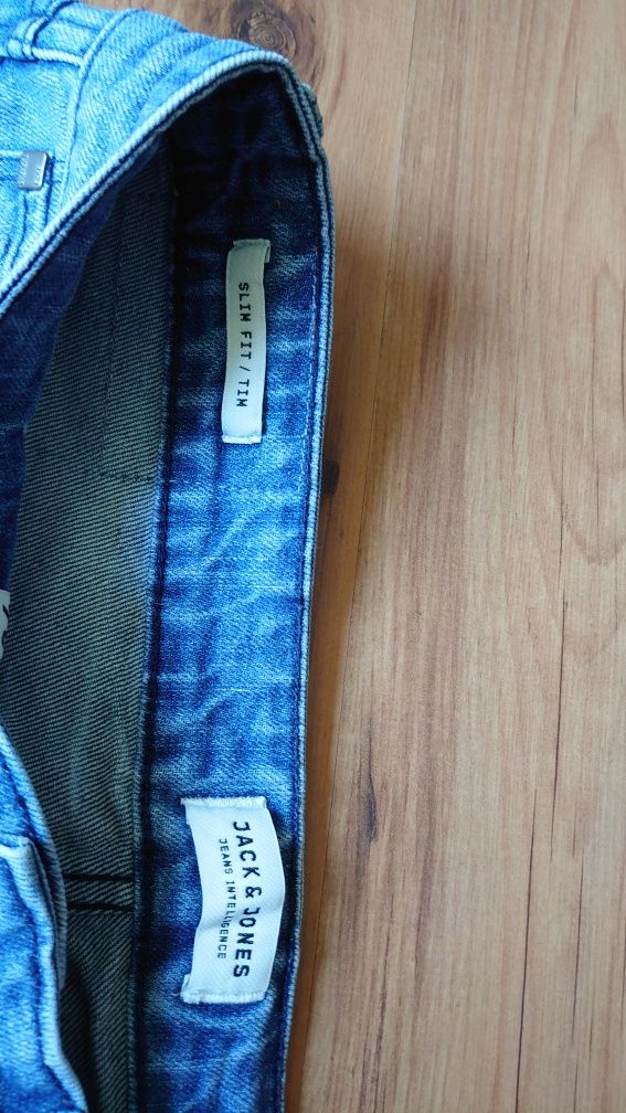 Jack & Jones Męskie jeansy 30 x 34 niebieskie przecierane slim fit