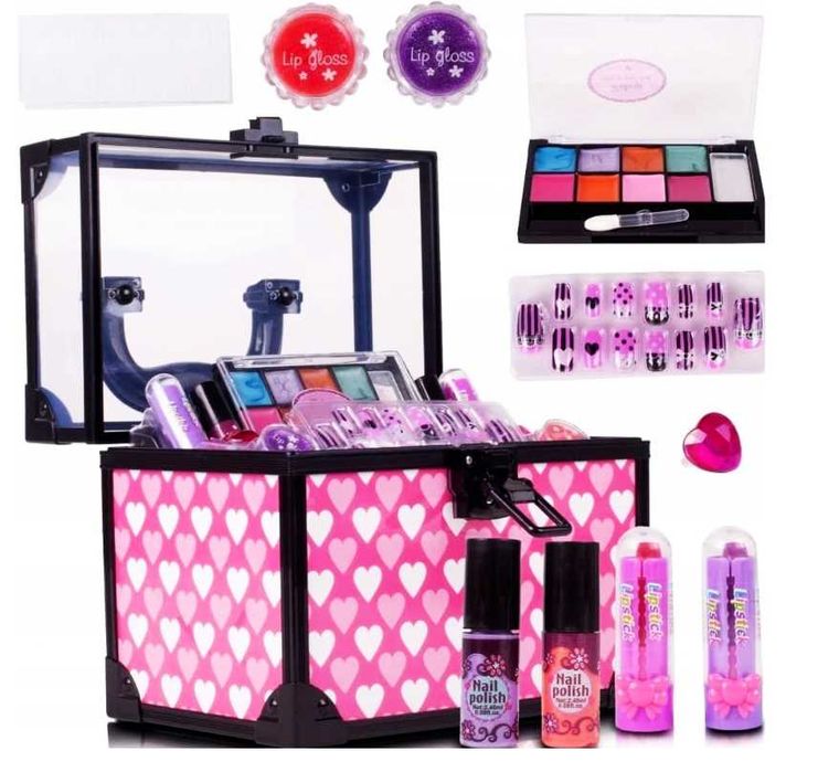 KUFEREK KOSMETYKÓW Makijażu I Paznokci Domowe Spa Duży Zestaw