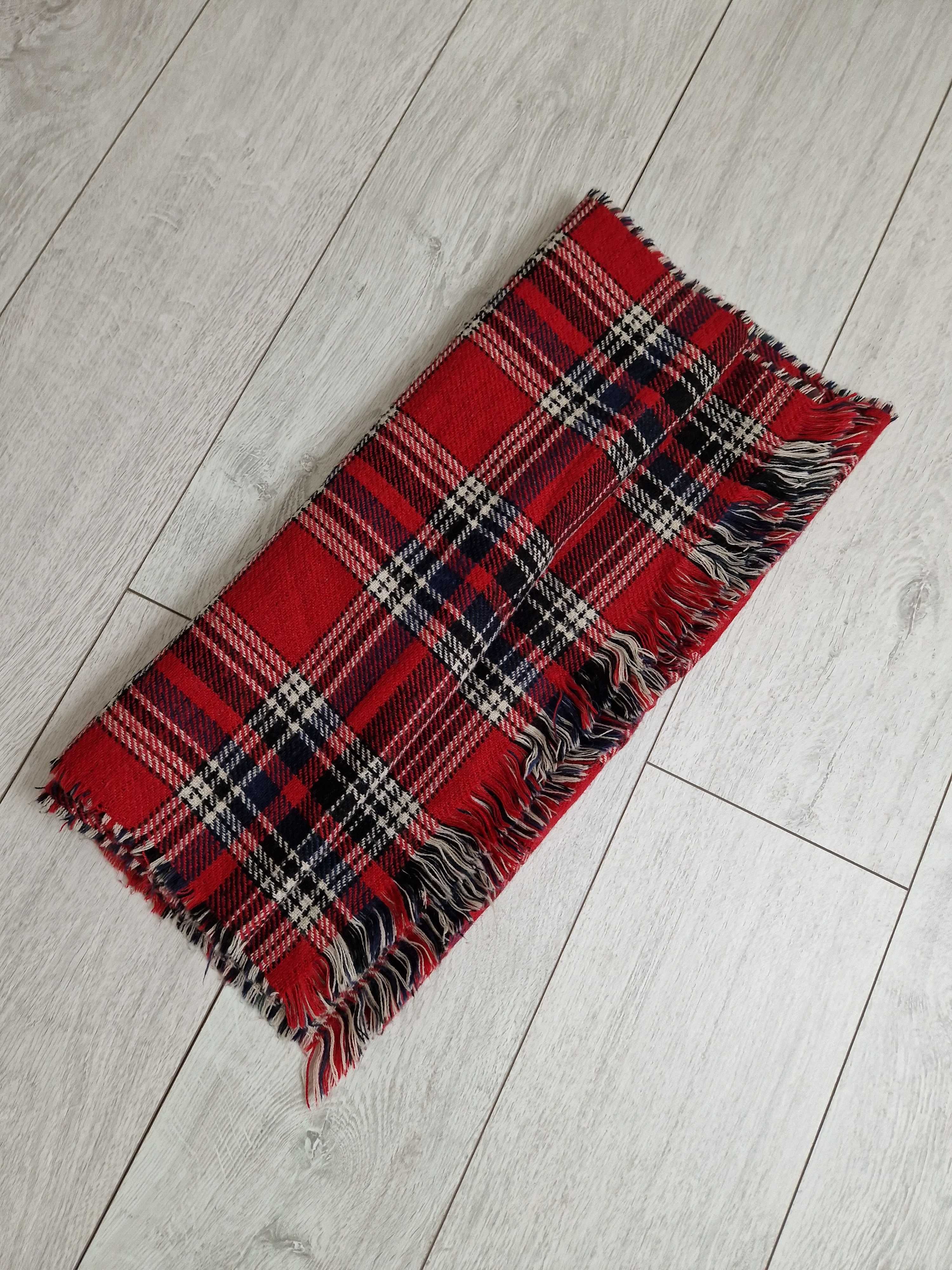 Zara duży dwustronny szal szalik czerwony w kratkę kratę