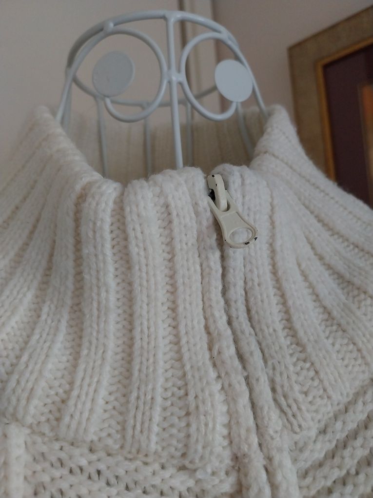 Cardigan cor branco pérola | Barred's | malha quente inverno | XXL