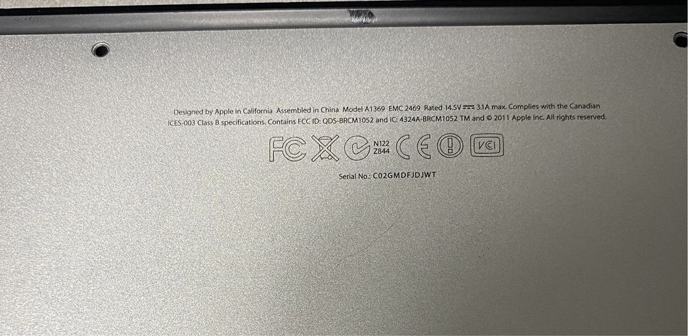 Ноутбук MacBook A1369 13.3" на запчастини! N2867