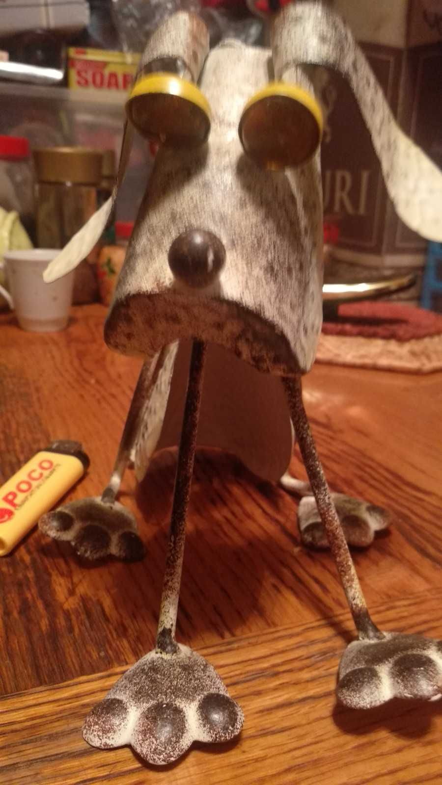 РУЧНАЯ работа статуэтка фигура собака металлический серебристый пес