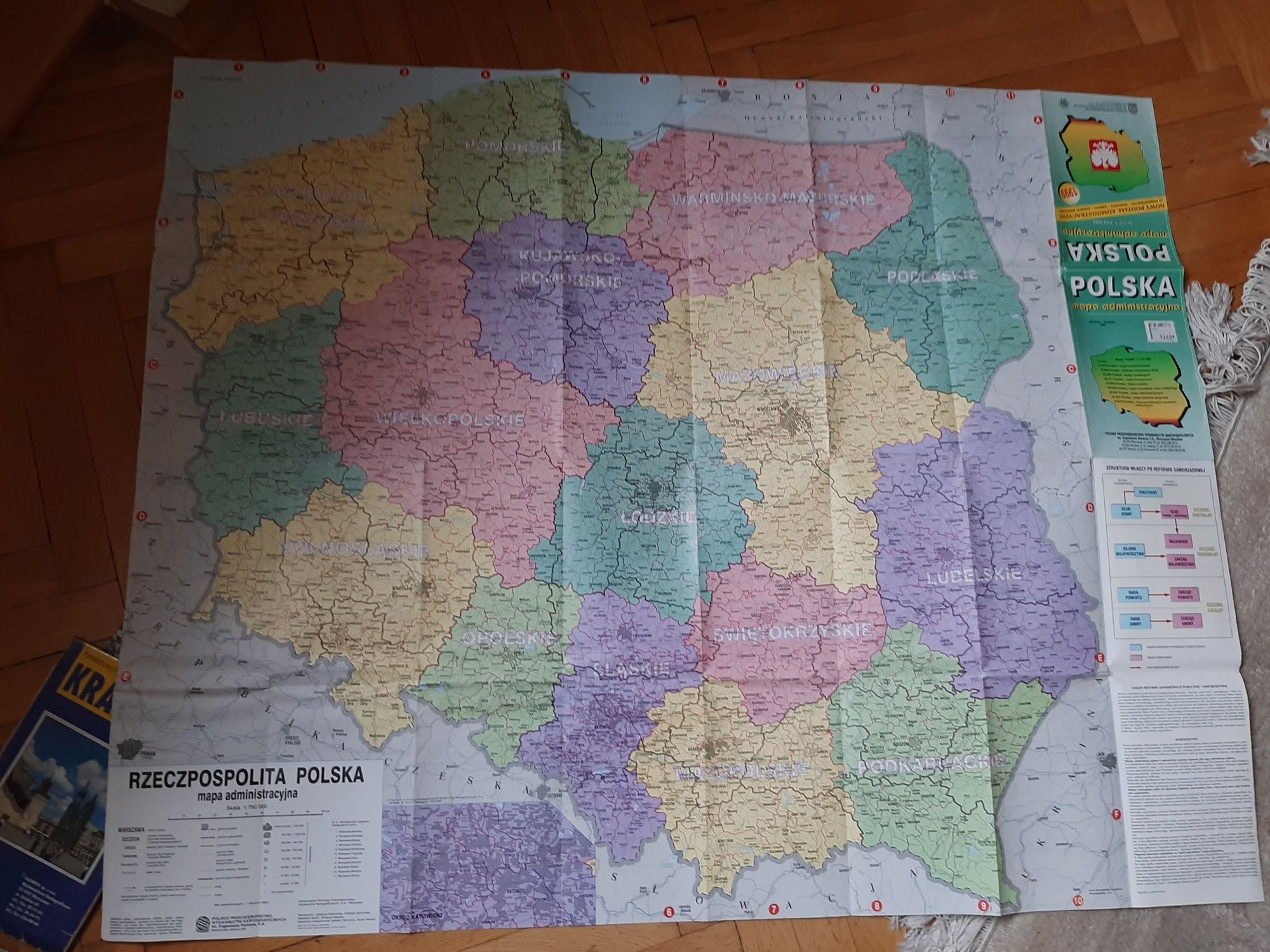 Zestaw-Mapa Polski 1999, plan Krakowa 1996 ,mapa " Zakopianki",ok.2000