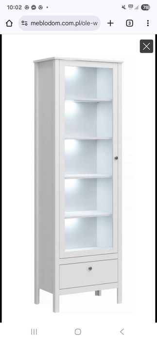 Witryna Wysoka z Szufladą Wąska do Salonu