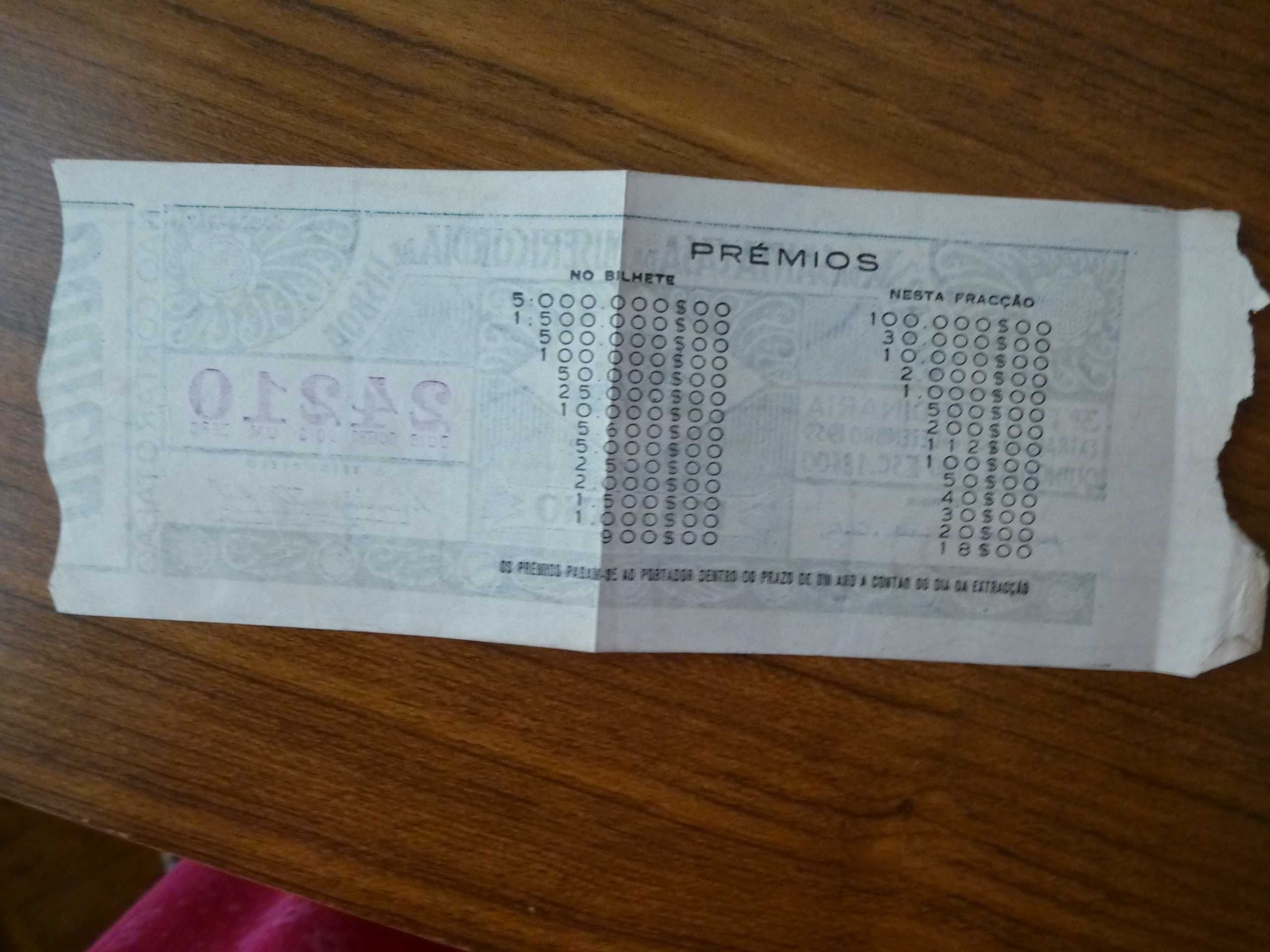 Bilhete de lotaria Portuguesa de 1959