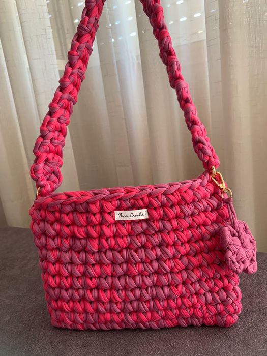 Bolsa Framboesa Croche