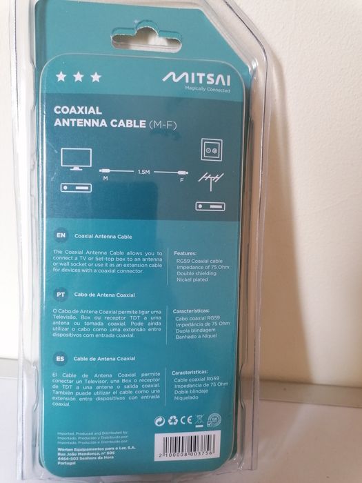Cabo coaxial Mitsai 1,5m