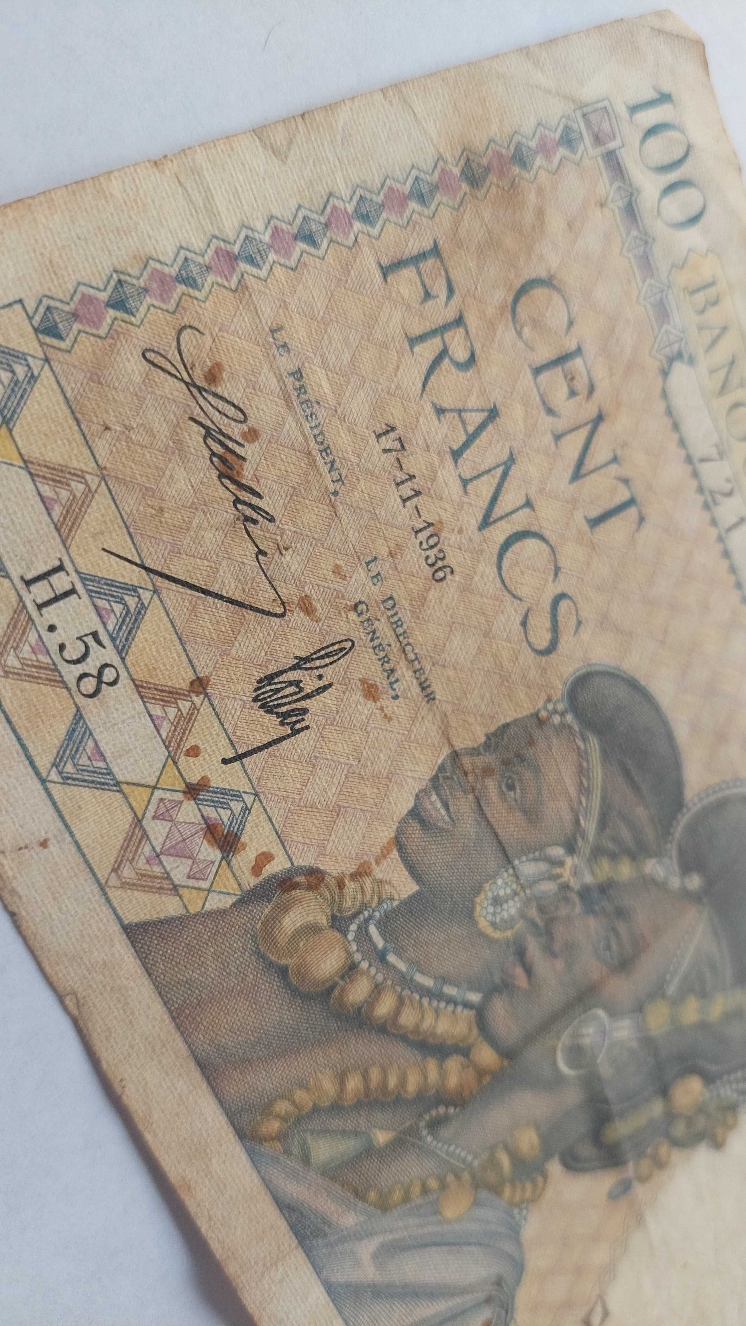Nota 100 Francs FRENCH WEST AFRICA 1936
