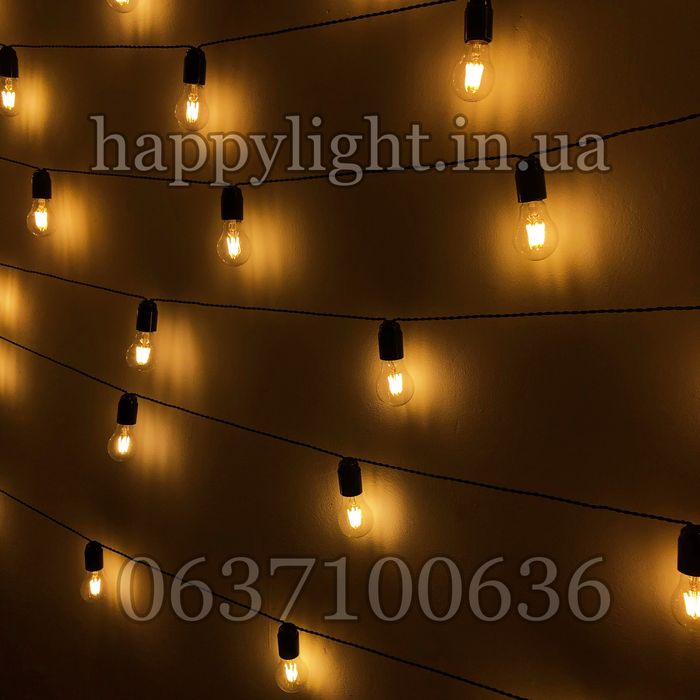 Найкрасивіша вулична гірлянда з лампочками Едісона тепле світло 6ват
