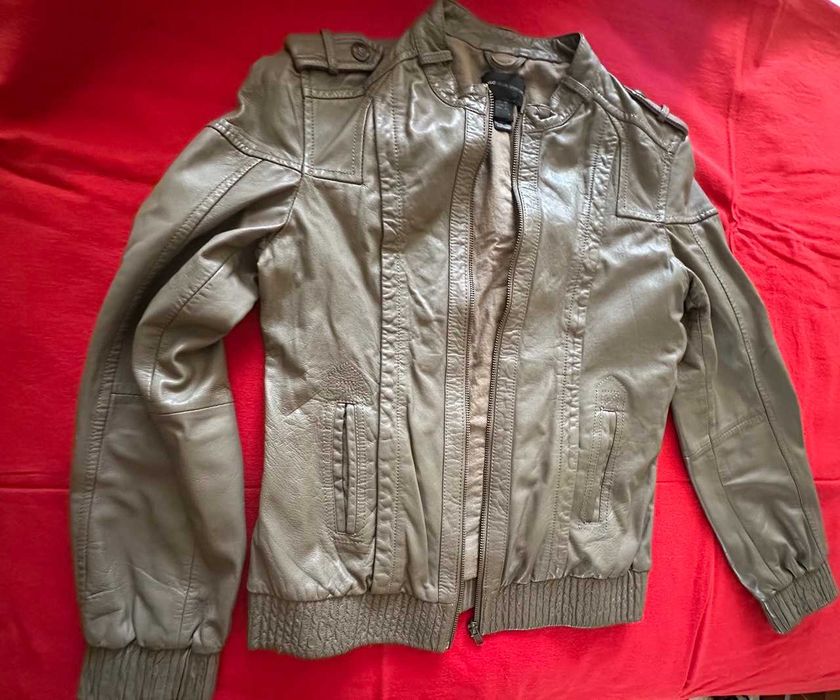 Куртка коротка шкіряна, натуральна шкіра Mango