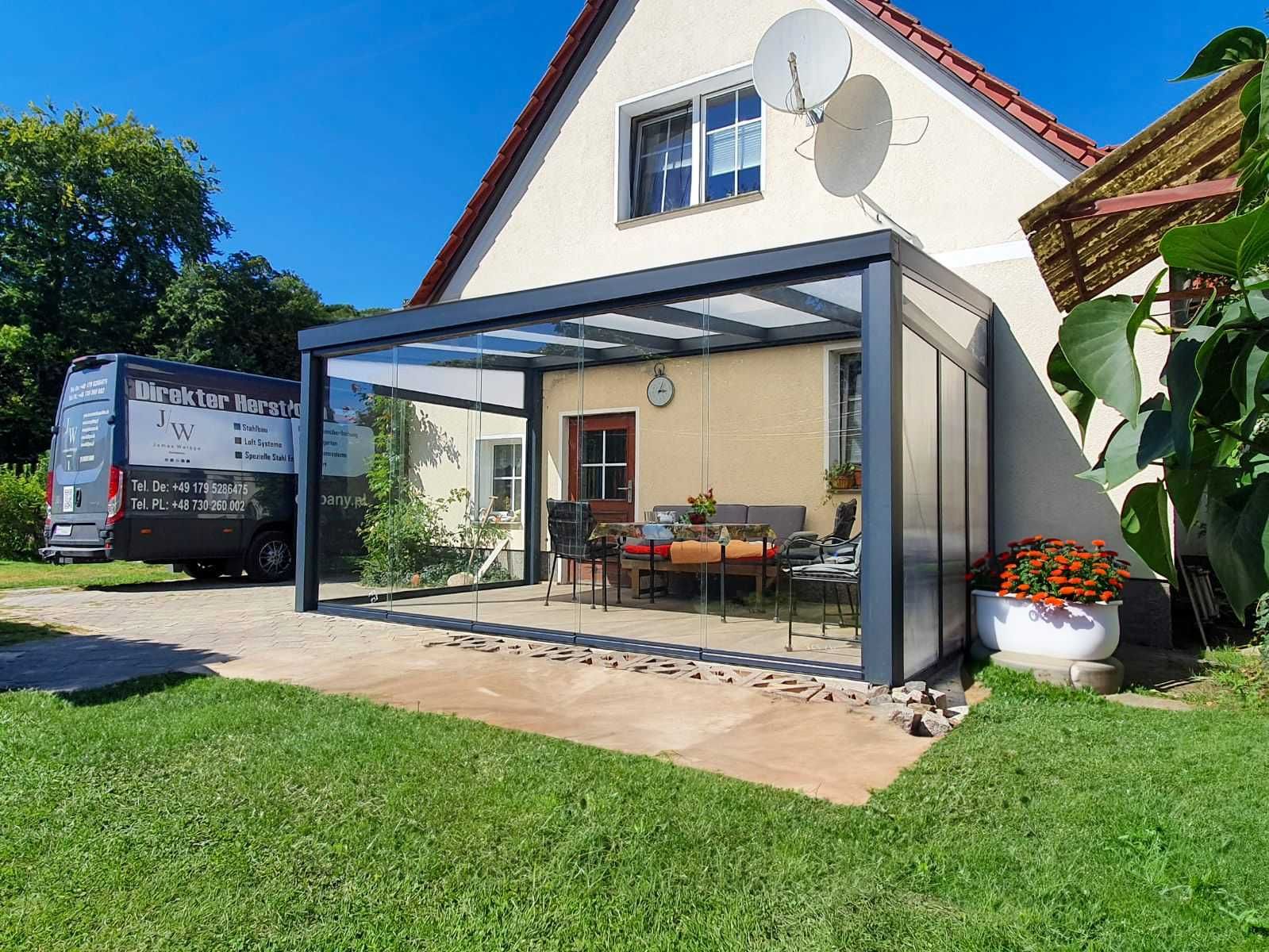 Zadaszenie Tarasowe Aluminiowe szkło poliwęglan